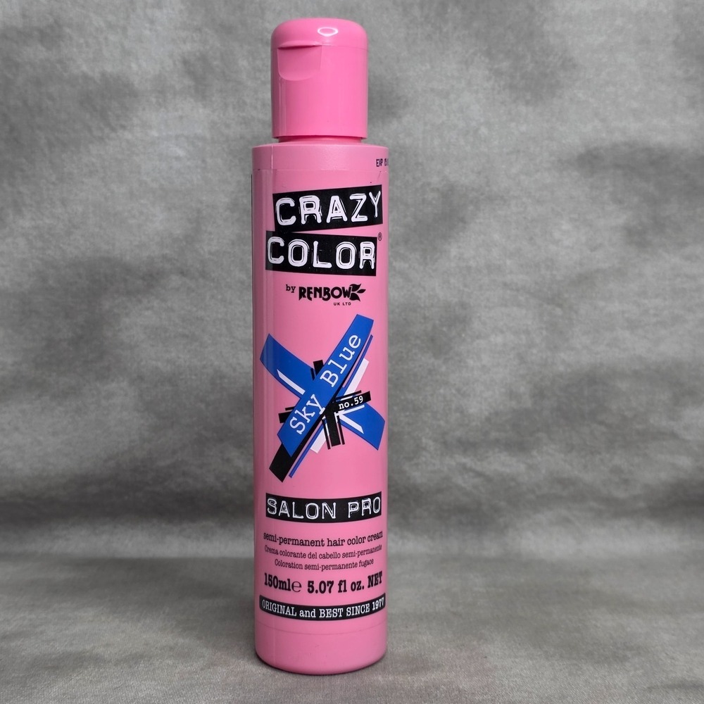 CRAZY COLOR Semi Permanent Hair Color Cream Dye SKY BLUE #59  5.07 fl oz